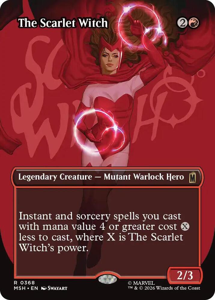 The Scarlet Witch (Borderless) 368 card from Marvel Super Heroes
