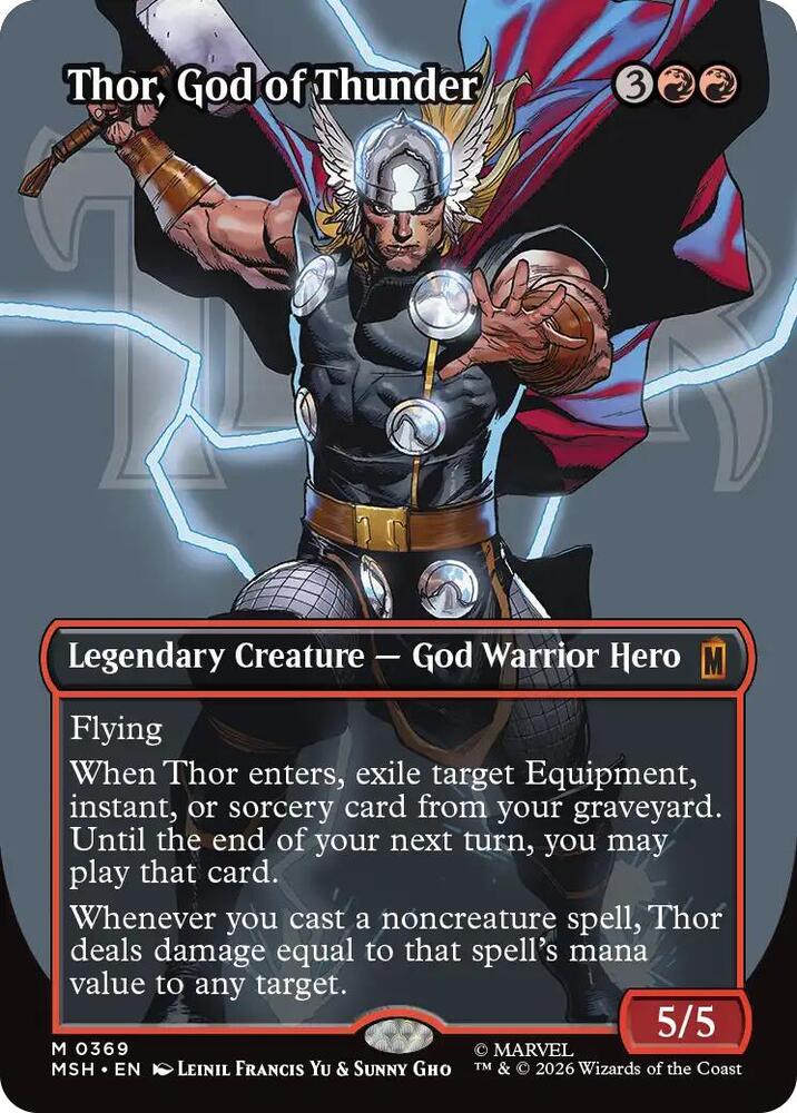 Thor, God of Thunder (Borderless) 369 card from Marvel Super Heroes