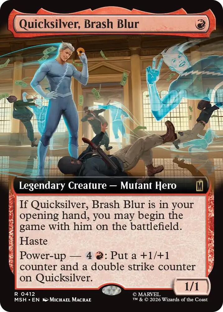 Quicksilver, Brash Blur (Extended Art) 412 card from Marvel Super Heroes