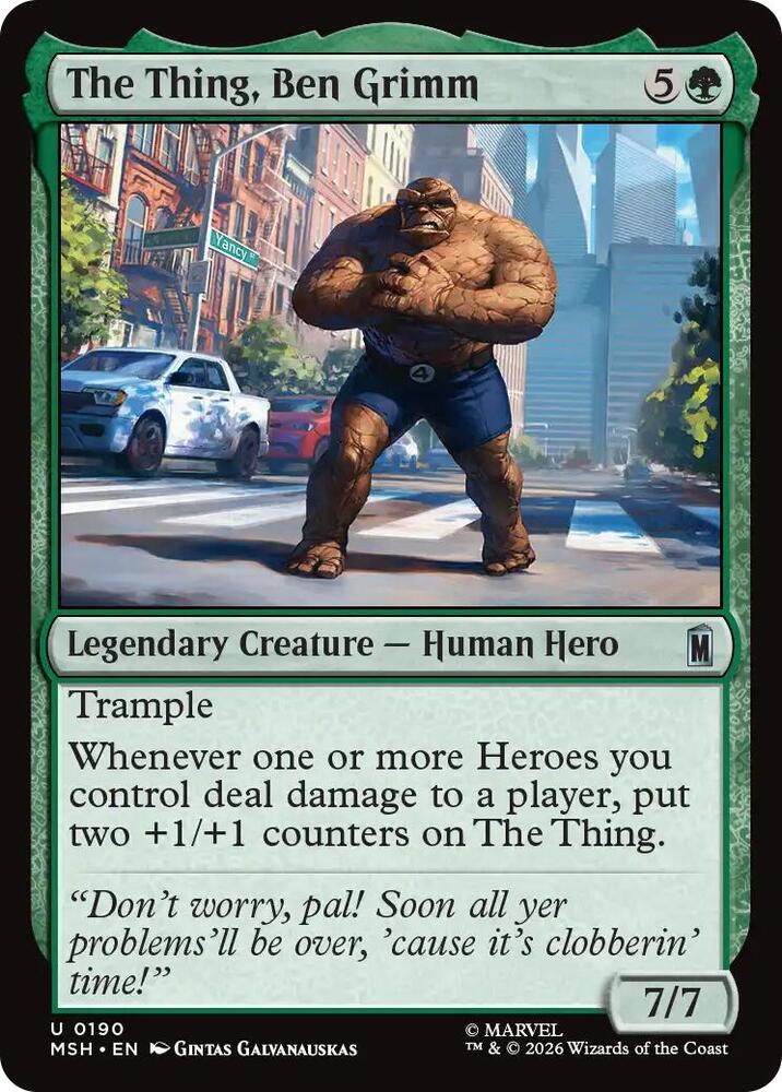 The Thing, Ben Grimm 190 card from Marvel Super Heroes
