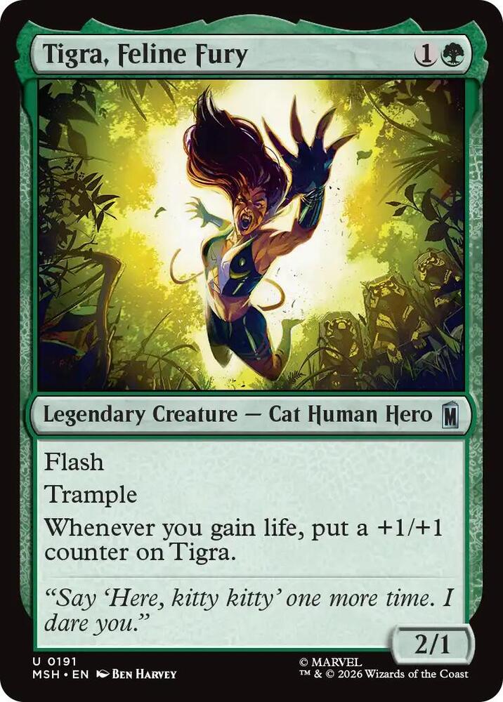Tigra, Feline Fury 191 card from Marvel Super Heroes