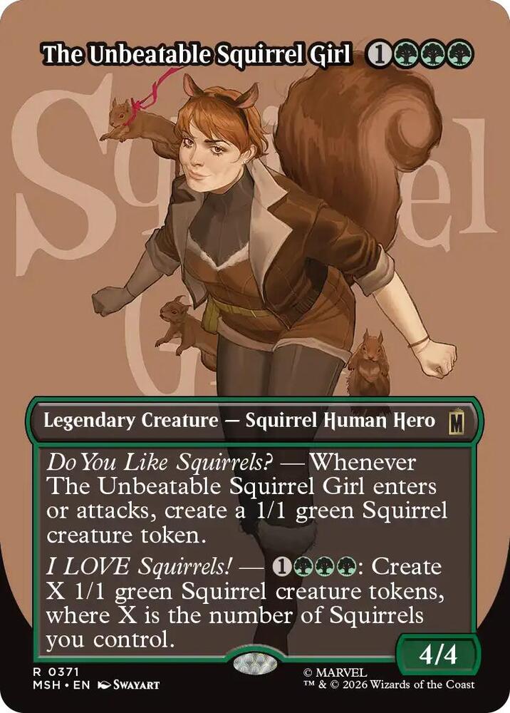 The Unbeatable Squirrel Girl (Borderless) 371 card from Marvel Super Heroes