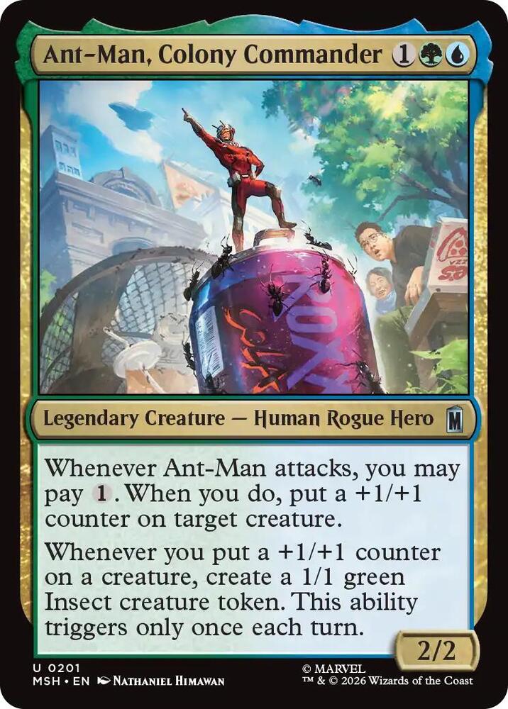 Ant-Man, Colony Commander 201 card from Marvel Super Heroes