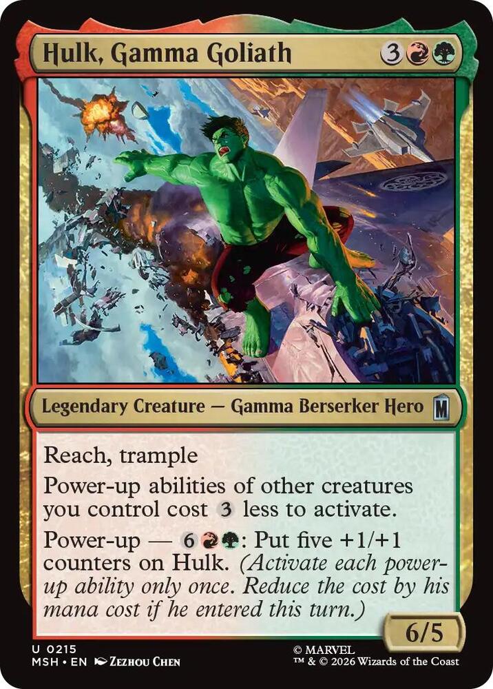 Hulk, Gamma Goliath 215 card from Marvel Super Heroes