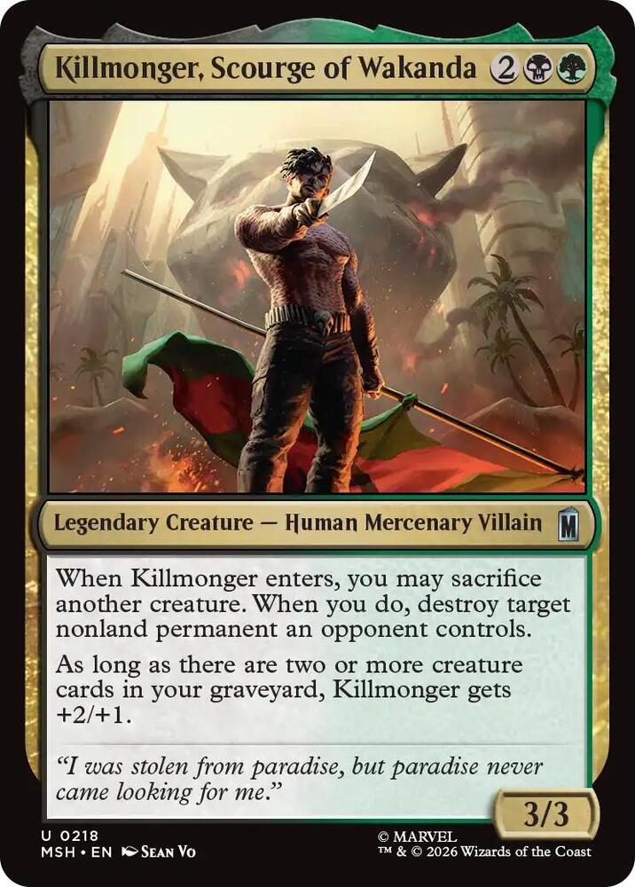 Killmonger, Scourge of Wakanda 218 card from Marvel Super Heroes