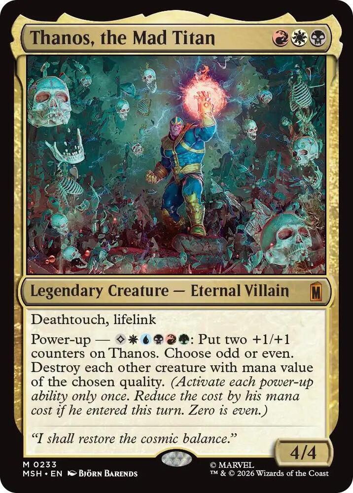 Thanos, the Mad Titan 233 card from Marvel Super Heroes