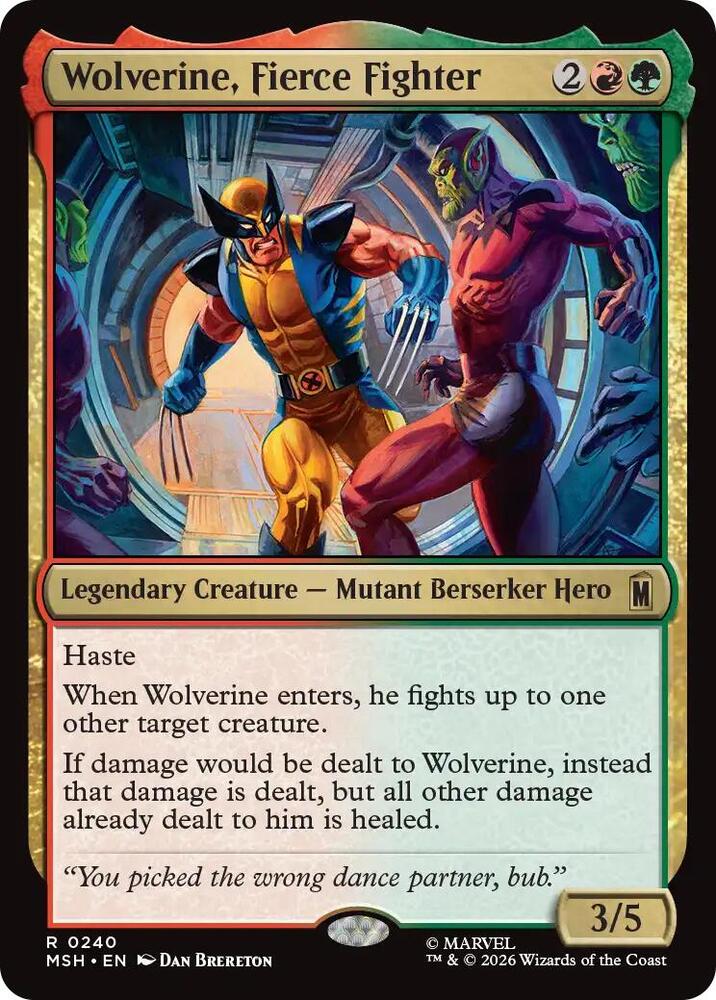 Wolverine, Fierce Fighter 240 card from Marvel Super Heroes