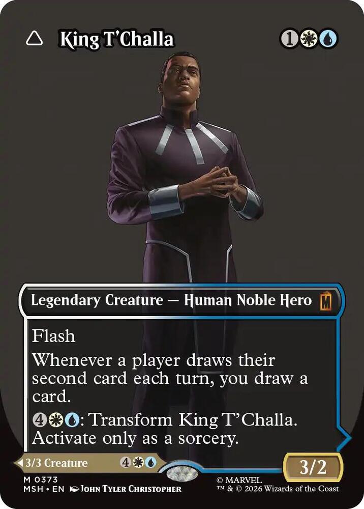 King T'Challa (Borderless) 373 card from Marvel Super Heroes