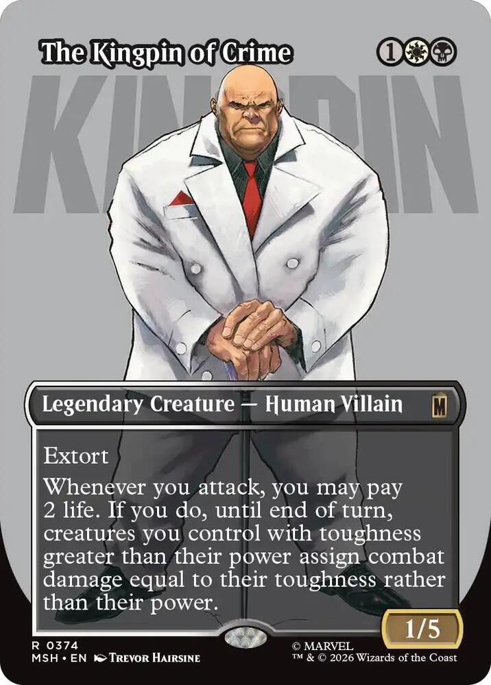 The Kingpin of Crime (Borderless) 374 card from Marvel Super Heroes