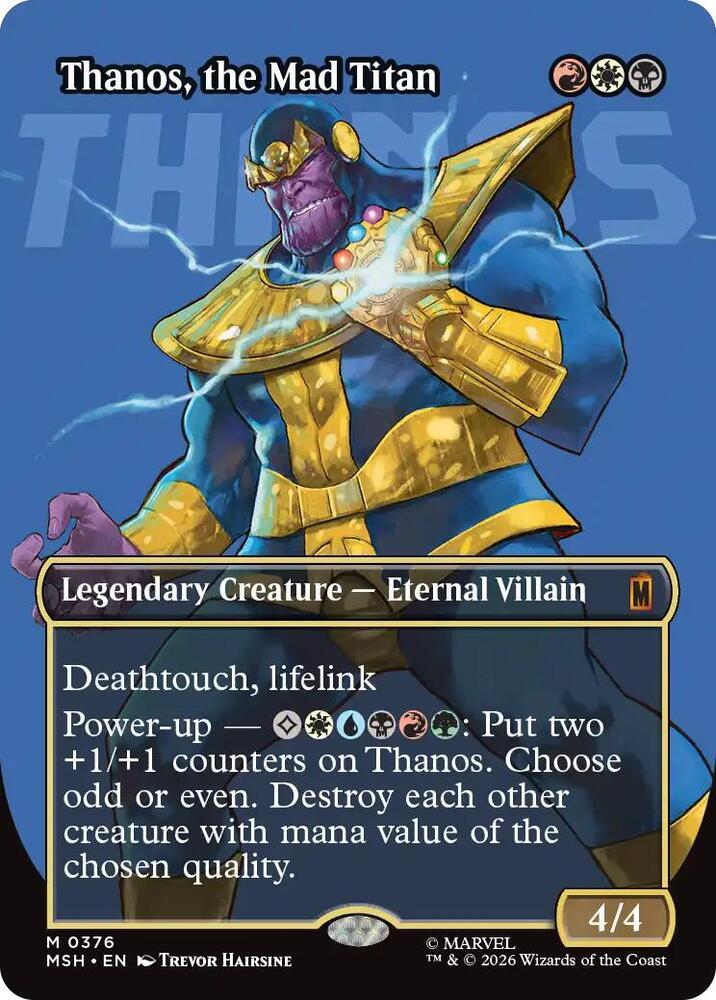 Thanos, the Mad Titan (Borderless) 376 card from Marvel Super Heroes
