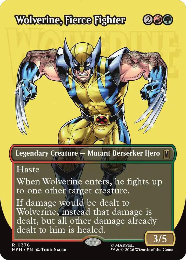 Wolverine, Fierce Fighter (Borderless) 378 card from Marvel Super Heroes