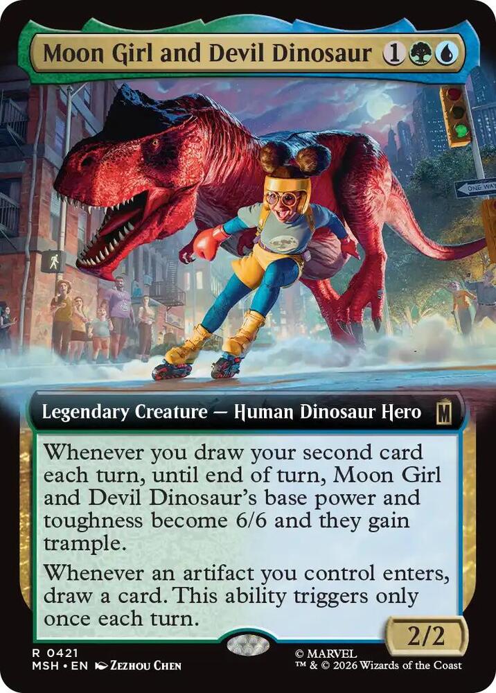 Moon Girl and Devil Dinosaur (Extended Art) 421 card from Marvel Super Heroes