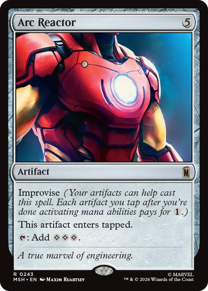 Arc Reactor 243 card from Marvel Super Heroes