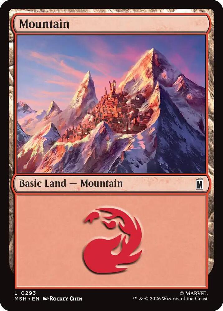 Mountain 293 card from Marvel Super Heroes