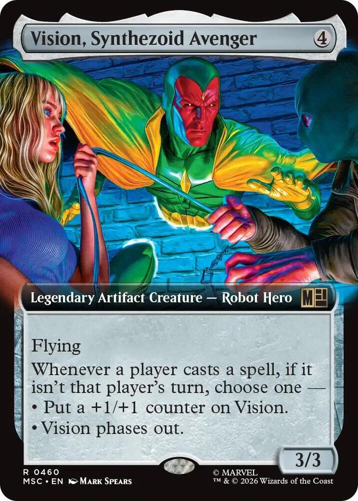 Vision, Synthezoid Avenger (Extended Art) 460 card from Commander: Marvel Super Heroes