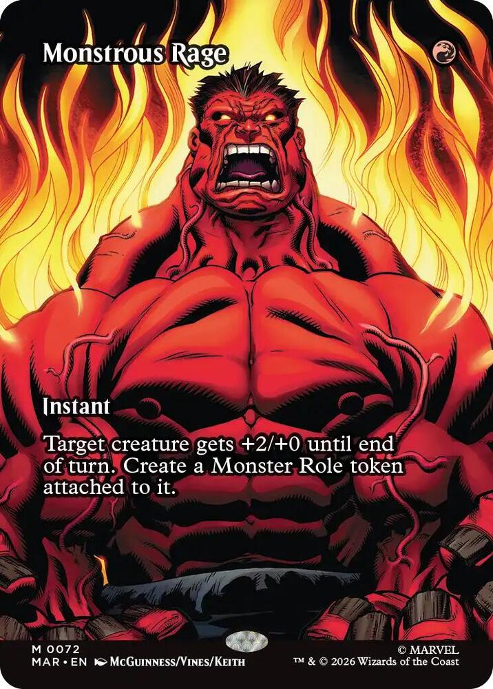 Monstrous Rage (Borderless) 72 card from Marvel Universe Eternal-Legal