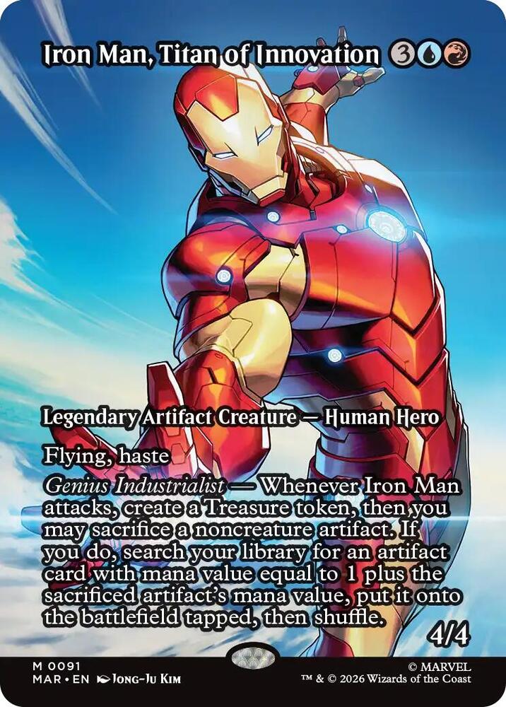 Iron Man, Titan of Innovation (Borderless) 91 card from Marvel Universe Eternal-Legal