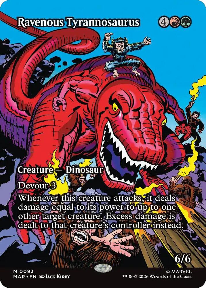 Ravenous Tyrannosaurus (Borderless) 93 card from Marvel Universe Eternal-Legal