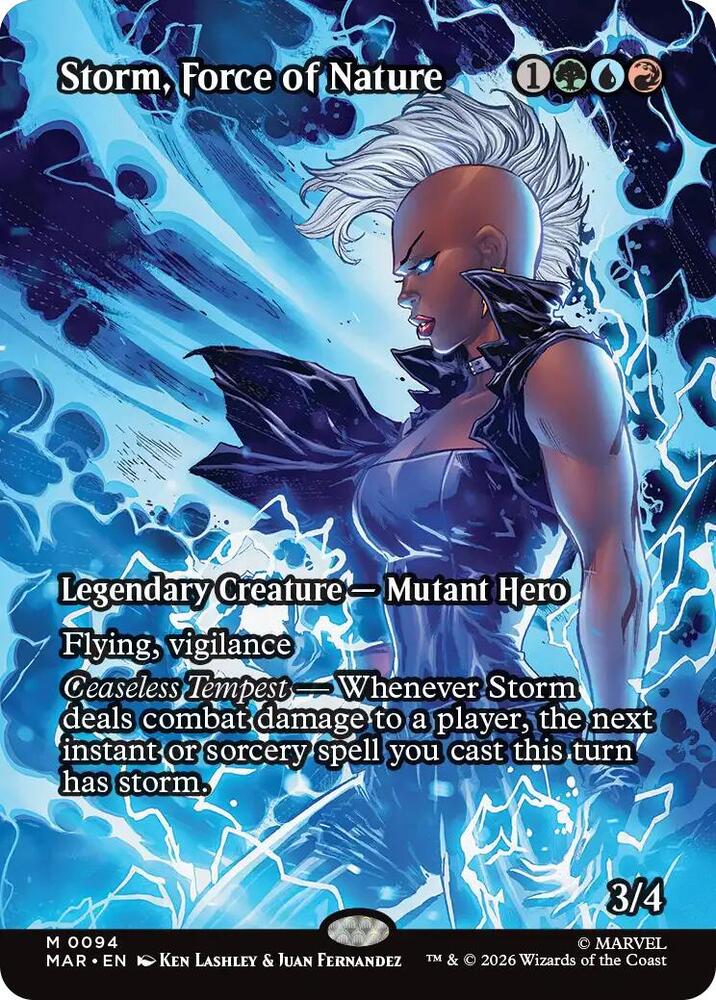 Storm, Force of Nature (Borderless) 94 card from Marvel Universe Eternal-Legal