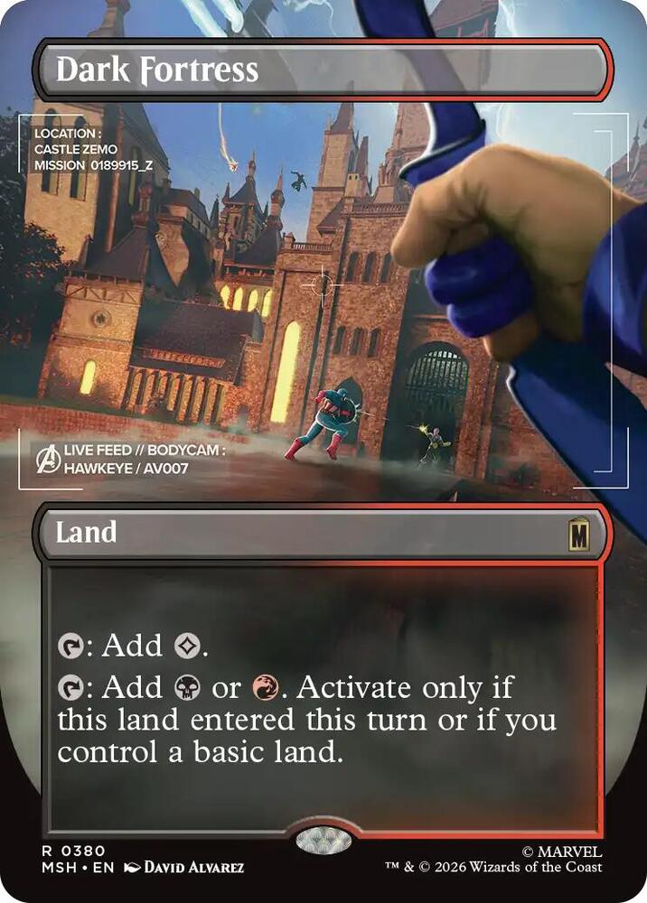 Dark Fortress (Borderless) 380 card from Marvel Super Heroes