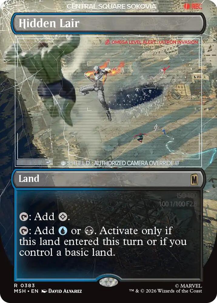 Hidden Lair (Borderless) 383 card from Marvel Super Heroes