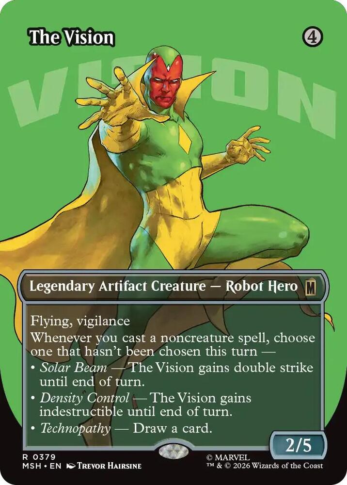 The Vision (Borderless) 379 card from Marvel Super Heroes