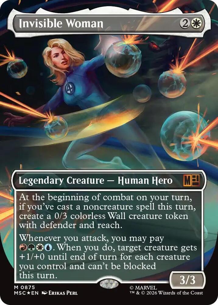 Invisible Woman (Borderless) (Surge Foil) 875 card from Commander: Marvel Super Heroes