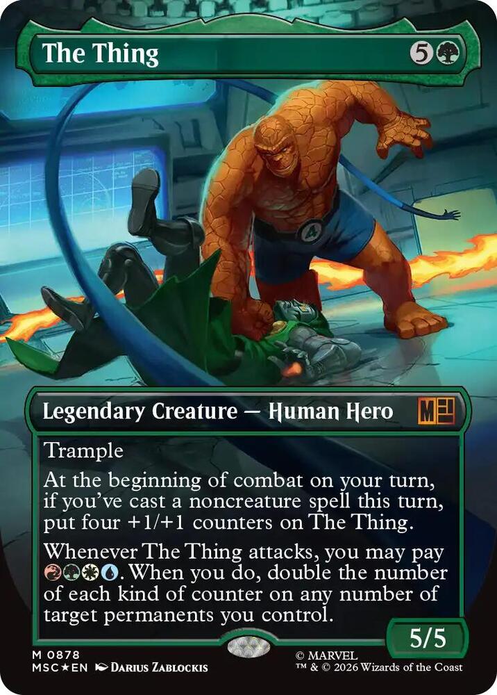 The Thing (Borderless) (Surge Foil) 878 card from Commander: Marvel Super Heroes