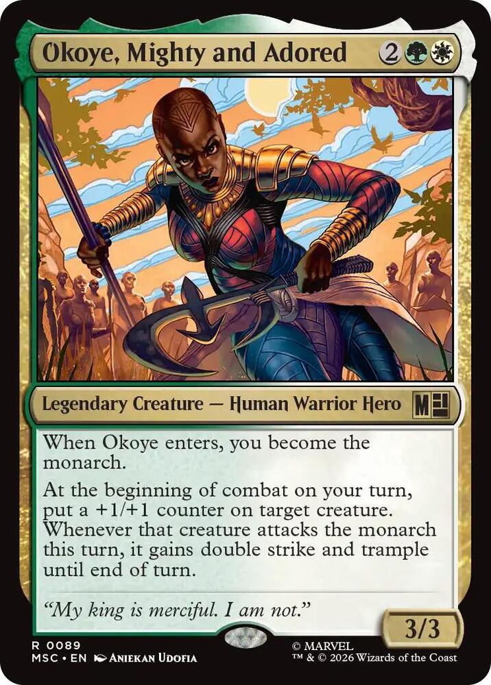 Okoye, Mighty and Adored (Surge Foil) 89 card from Commander: Marvel Super Heroes