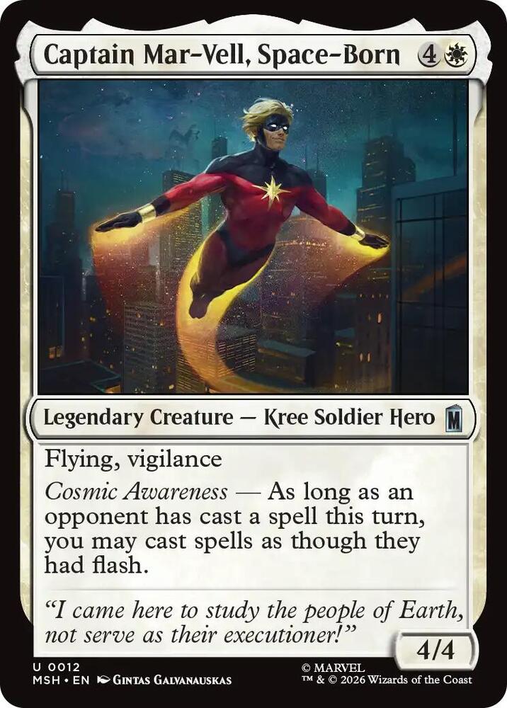 Captain Mar-Vell, Space-Born 12 card from Marvel Super Heroes