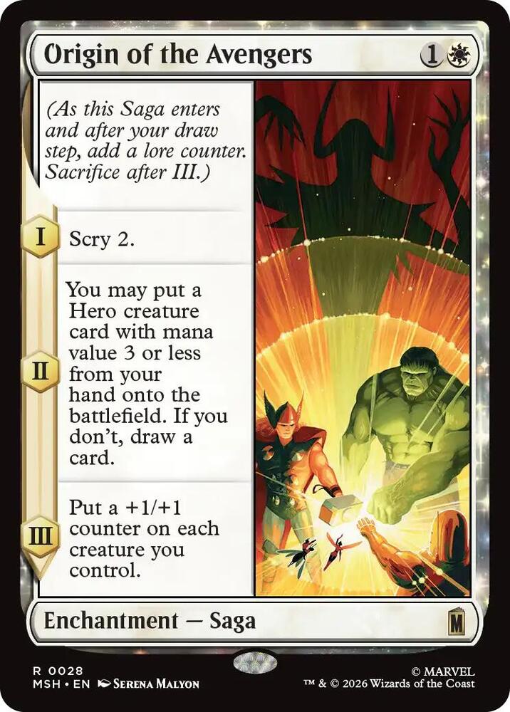 Origin of the Avengers 28 card from Marvel Super Heroes