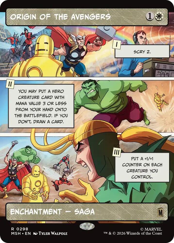 Origin of the Avengers (Borderless) 298 card from Marvel Super Heroes