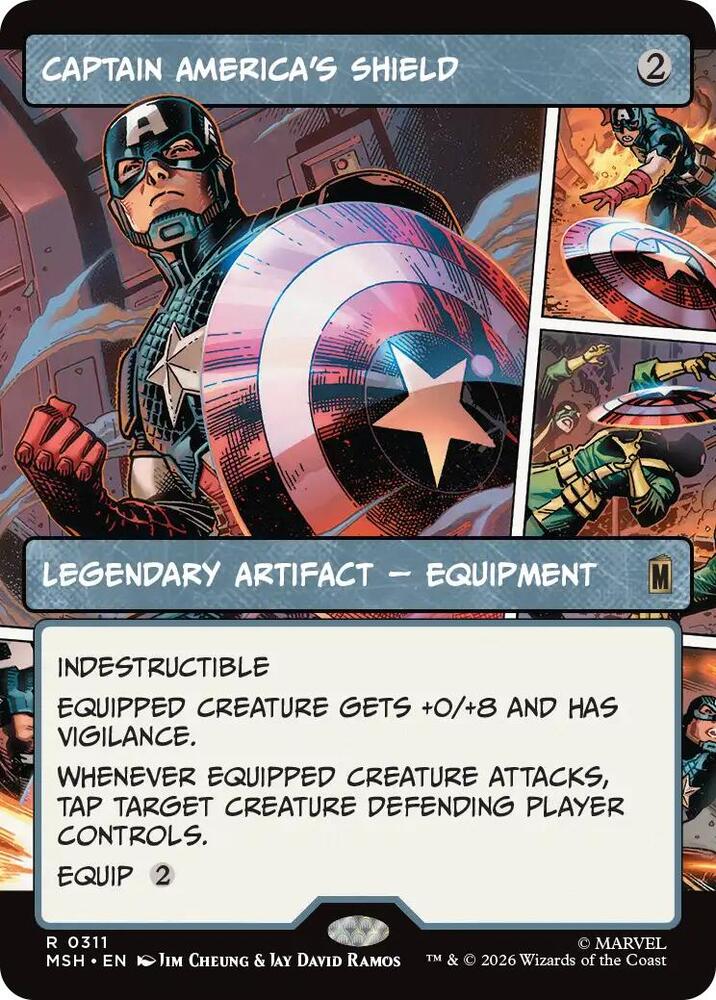 Captain America's Shield (Borderless) 311 card from Marvel Super Heroes