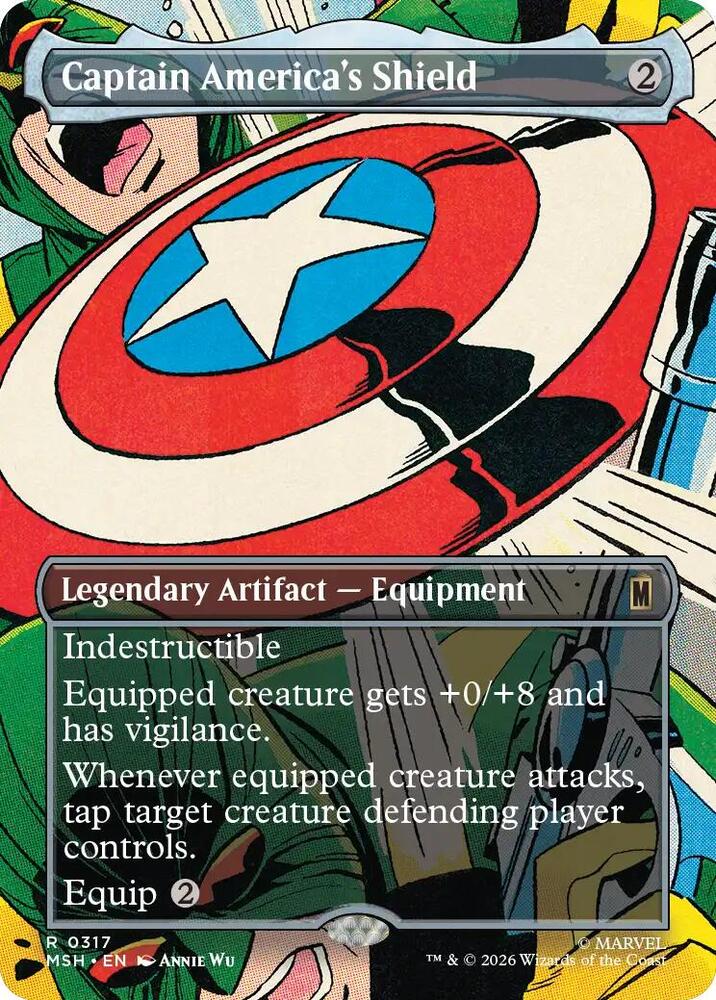 Captain America's Shield (Borderless) 317 card from Marvel Super Heroes