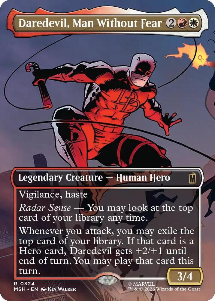 Daredevil, Man Without Fear (Borderless) 324 card from Marvel Super Heroes