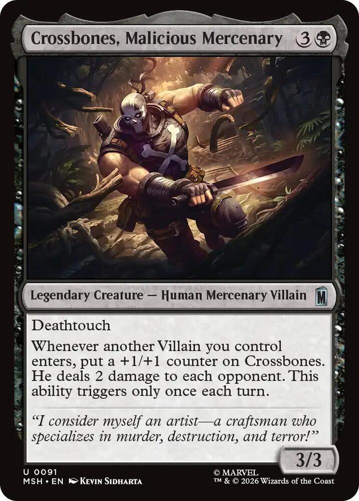 Crossbones, Malicious Mercenary 91 card from Marvel Super Heroes