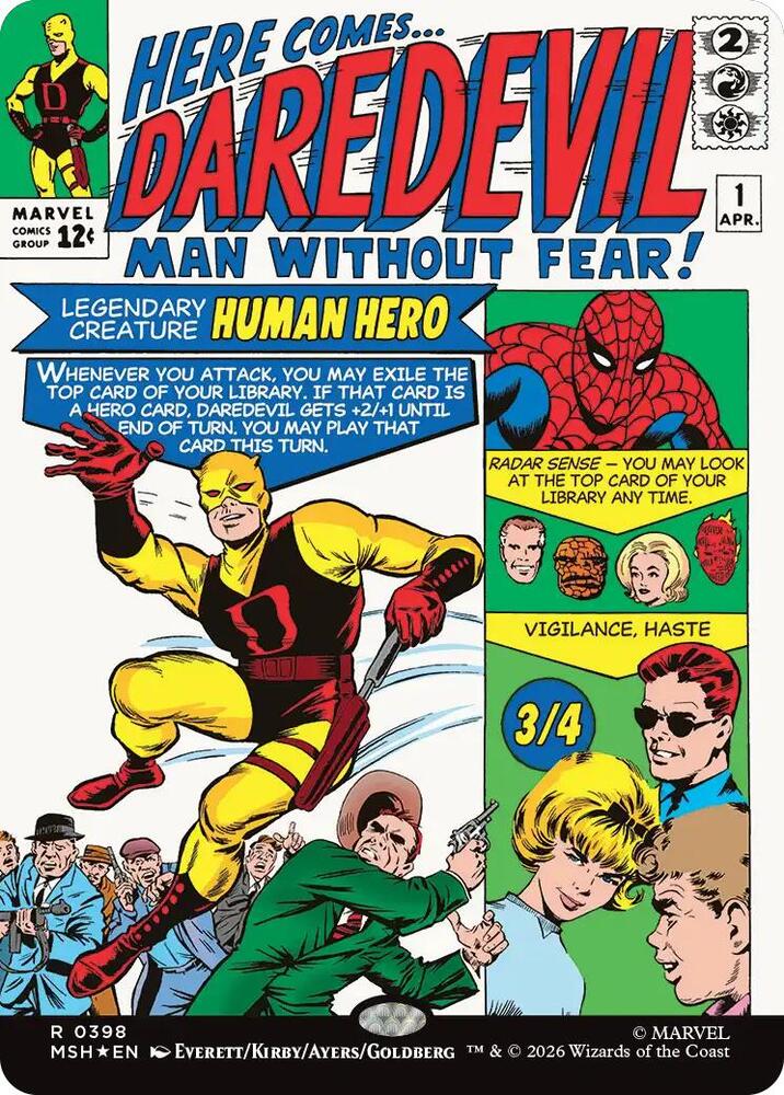 Daredevil, Man Without Fear (Borderless) 398 card from Marvel Super Heroes