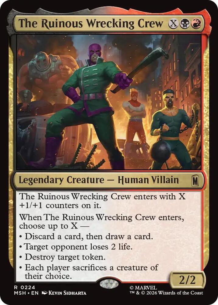 The Ruinous Wrecking Crew 224 card from Marvel Super Heroes