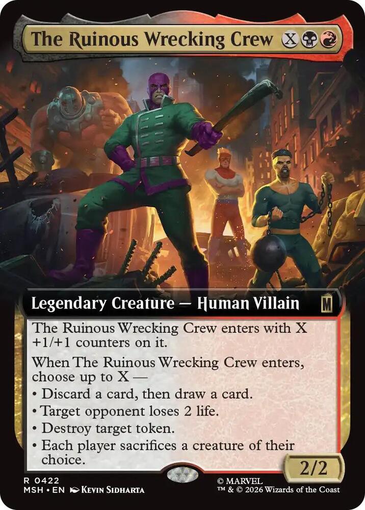 The Ruinous Wrecking Crew (Extended Art) 422 card from Marvel Super Heroes