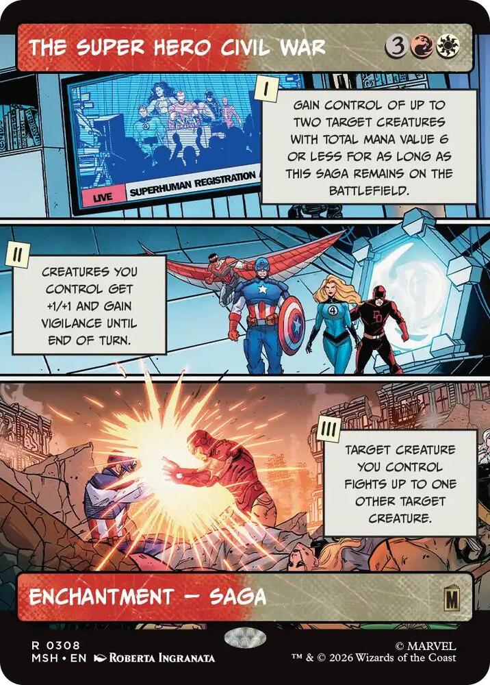 The Super Hero Civil War (Borderless) 308 card from Marvel Super Heroes