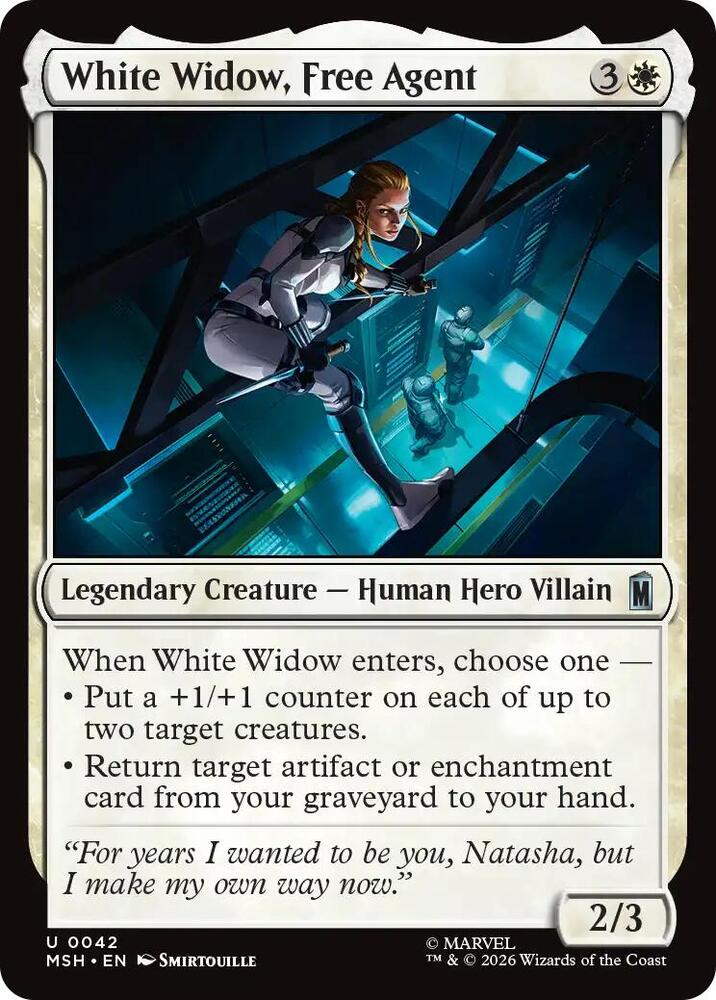 White Widow, Free Agent 42 card from Marvel Super Heroes
