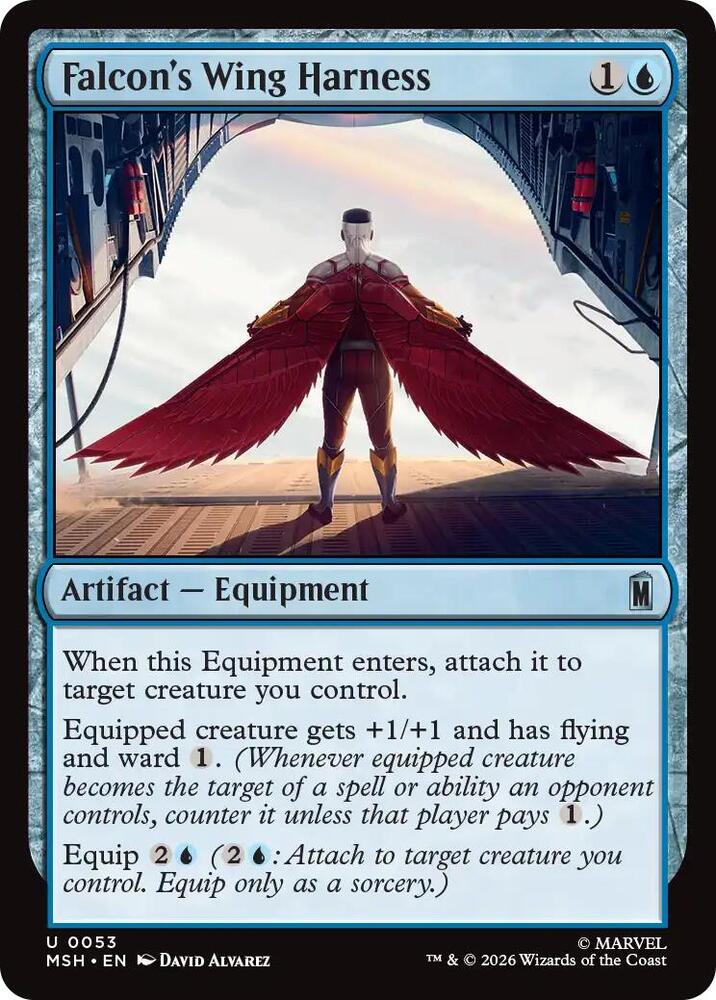 Falcon's Wing Harness 53 card from Marvel Super Heroes