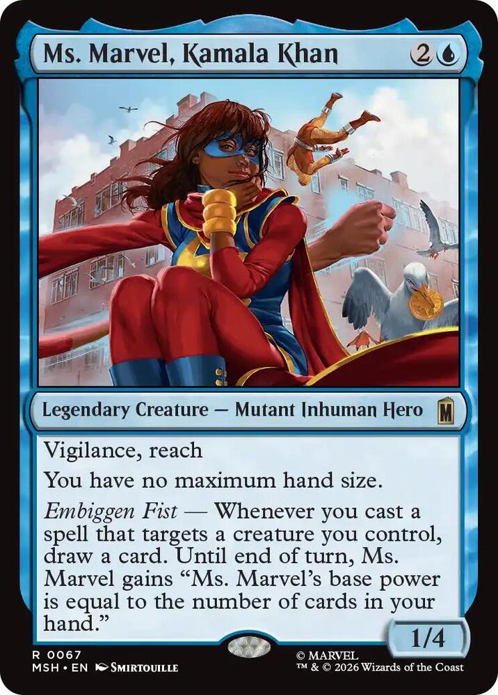 Ms. Marvel, Kamala Khan 67 card from Marvel Super Heroes