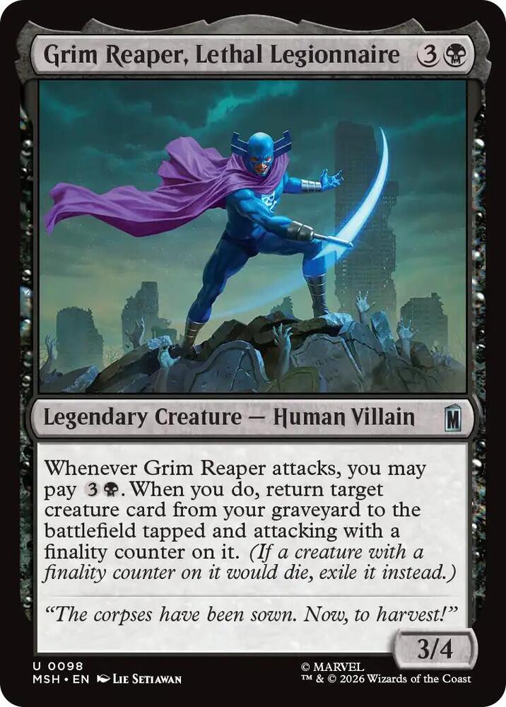 Grim Reaper, Lethal Legionnaire 98 card from Marvel Super Heroes