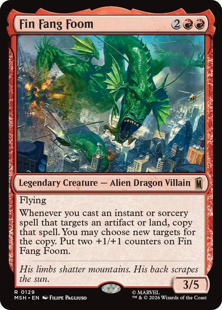 Fin Fang Foom 129 card from Marvel Super Heroes