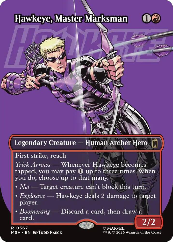 Hawkeye, Master Marksman (Borderless) 367 card from Marvel Super Heroes