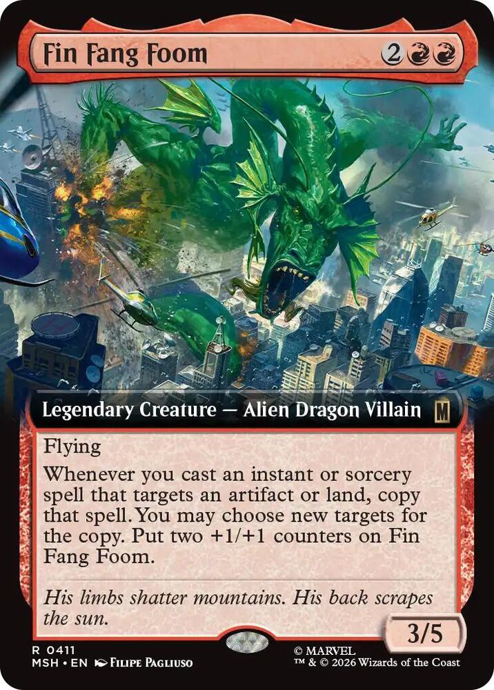 Fin Fang Foom (Extended Art) 411 card from Marvel Super Heroes