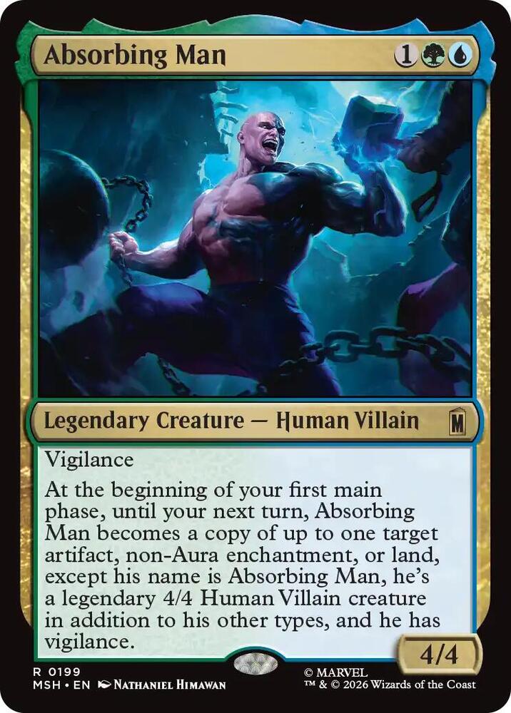 Absorbing Man 199 card from Marvel Super Heroes