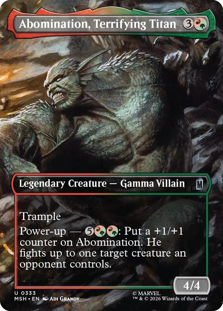 Abomination, Terrifying Titan (Borderless) 333 card from Marvel Super Heroes