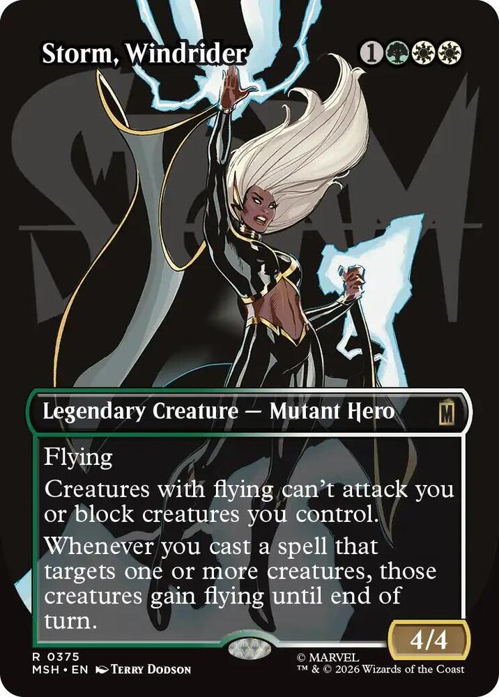 Storm, Windrider (Borderless) 375 card from Marvel Super Heroes